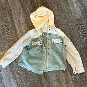 Hooded Corduroy Shacket, Size Small
